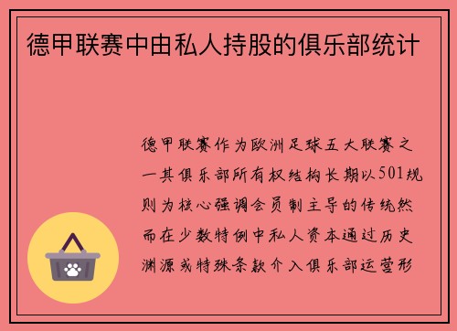 德甲联赛中由私人持股的俱乐部统计